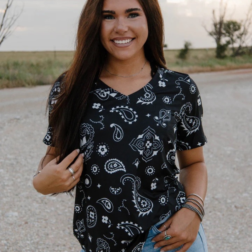 Bandana Babe V neck top